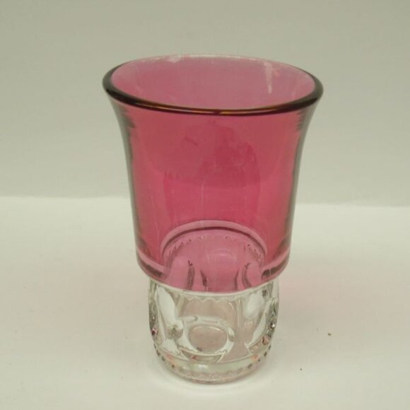 Indiana Glass Ruby Flashed KINGS CROWN 5 1/2 Inch High Flat Ice Tea Tumbler - Picture 1 of 4